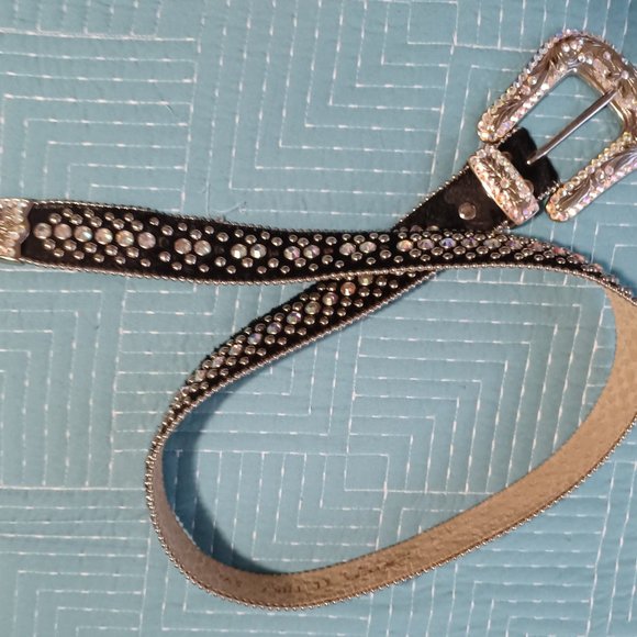 BB Simon vintage  Svarovski Crystal  leather/mohair  crystal  bling bling  belt main image 6
